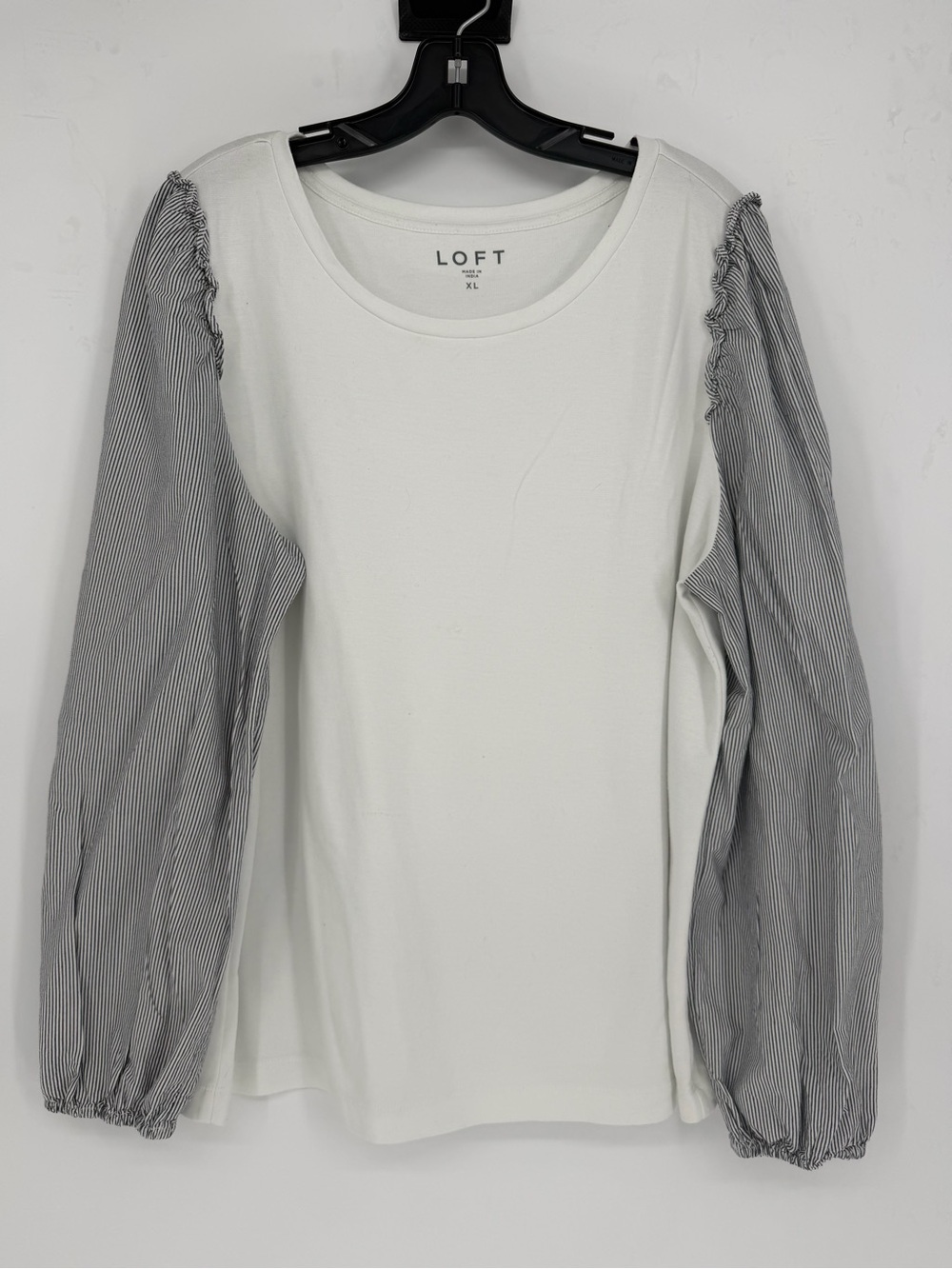 Preppy LOFT Striped Puff Sleeve casual Chic Blouse